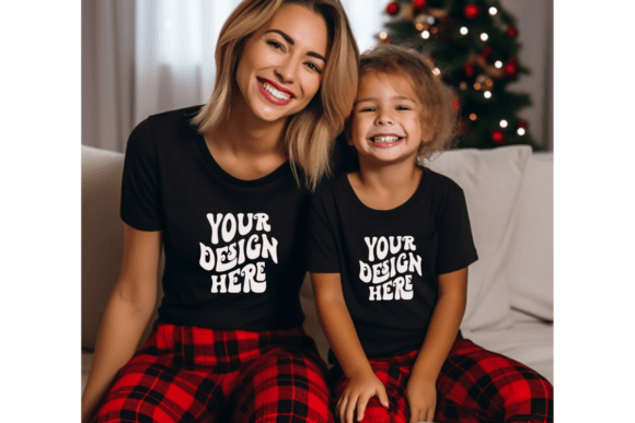 Christmas Mom & Me T-Shirt Graphics Mockup