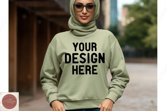 Gildan 1800 Hijab Mockup: Graphics for Hoodies Sweatshirts