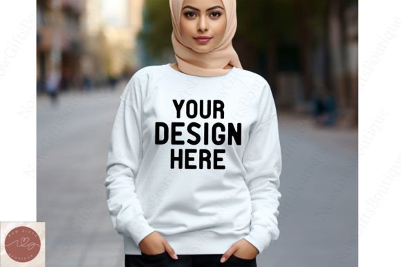 Gildan 1800 Hijab Sweatshirt Mockup Graphics