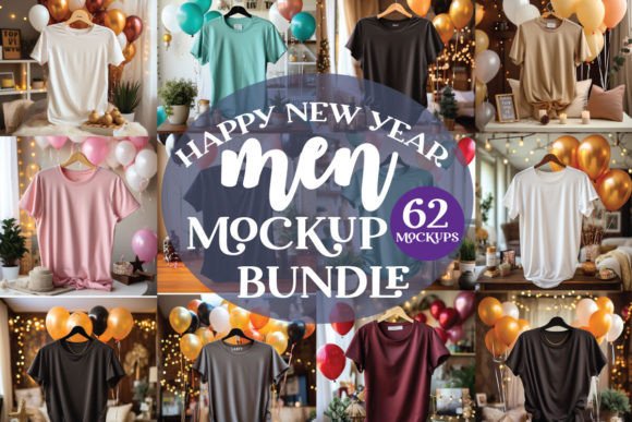 Happy New Year Men Mockup: Graphics & T-Shirts