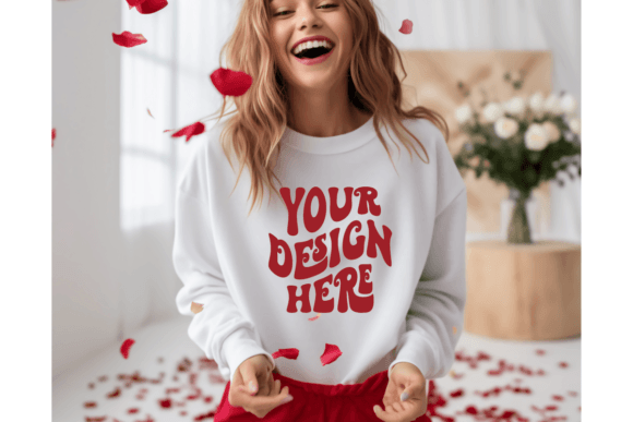 Valentine White Sweatshirt Mockup 02 Graphics for Hoodies Sweatshirts