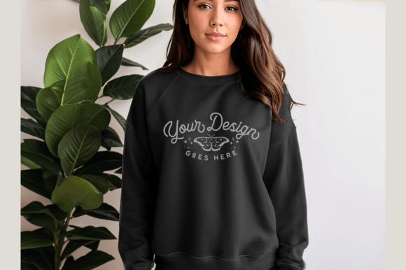 Womans Boho Black Sweatshirt Mockup Graphics